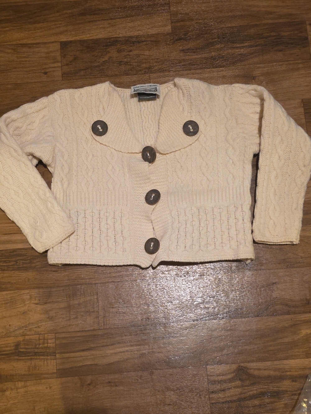 ARAN SWEATER MARKET  Cream Cable-Knit Cardigan